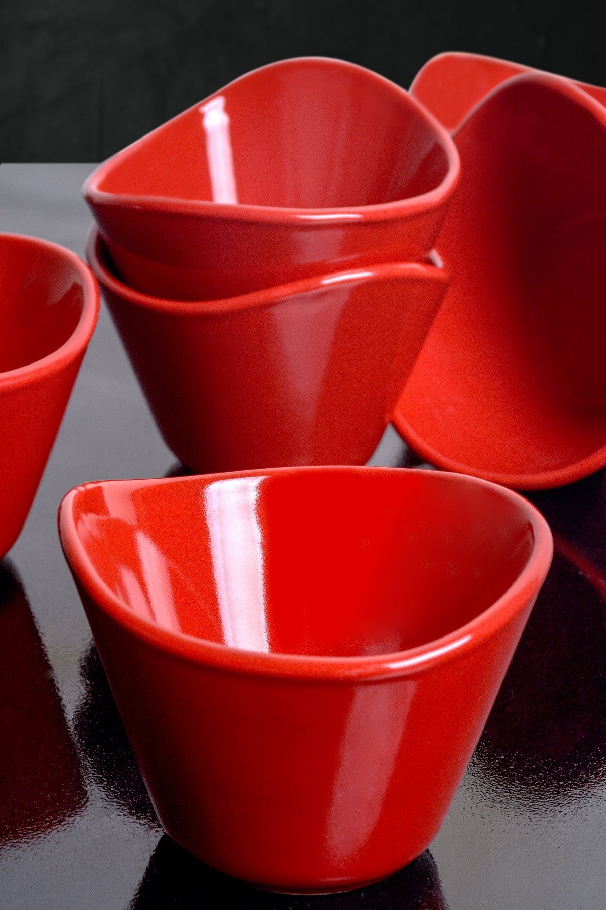 Set boluri ceramice Tigela Red Snack Bowl 11 Cm 6 Pieces, Roșu, 11x7.1x7.1 cm
