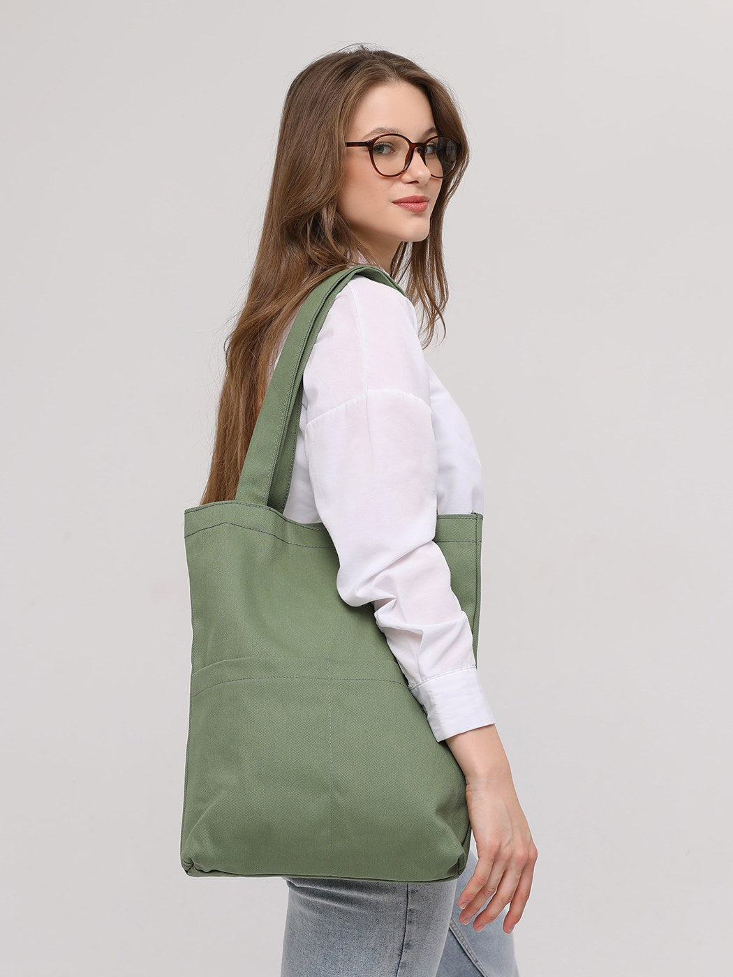 Geanta Tote 2073, Verde, 40x8x35 cm