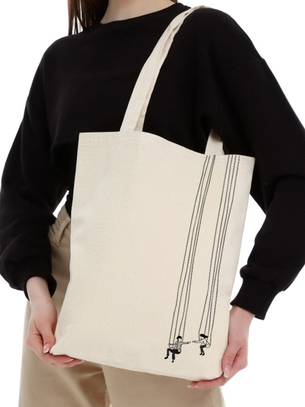 Geanta Tote 1195, Crem, 40x8x35 cm