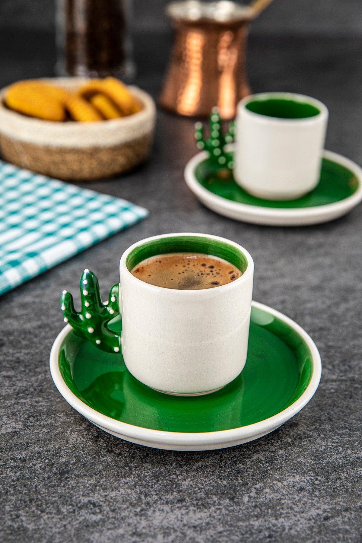 Set cești de cafea, Verde, 6x7.5x6 cm
