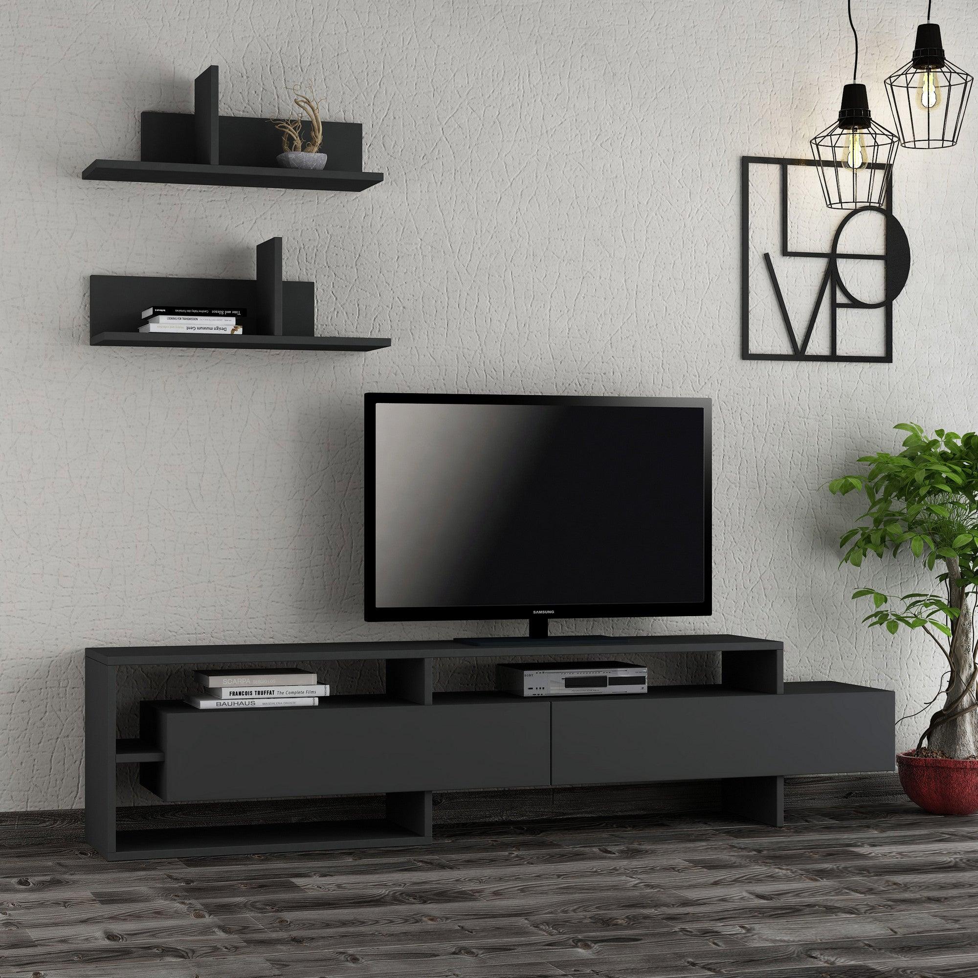 COMODA TV Gara - Anthracite, Gri, 180x42x32 cm