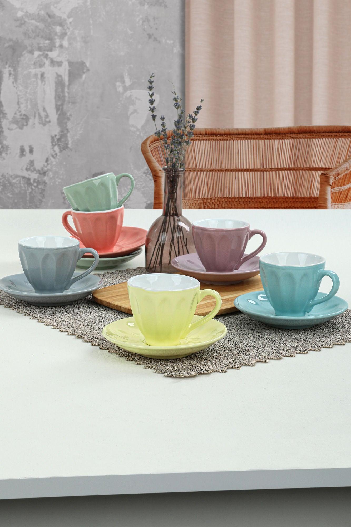 Set de cani de ceai, Multicolor, 36x16x25 cm