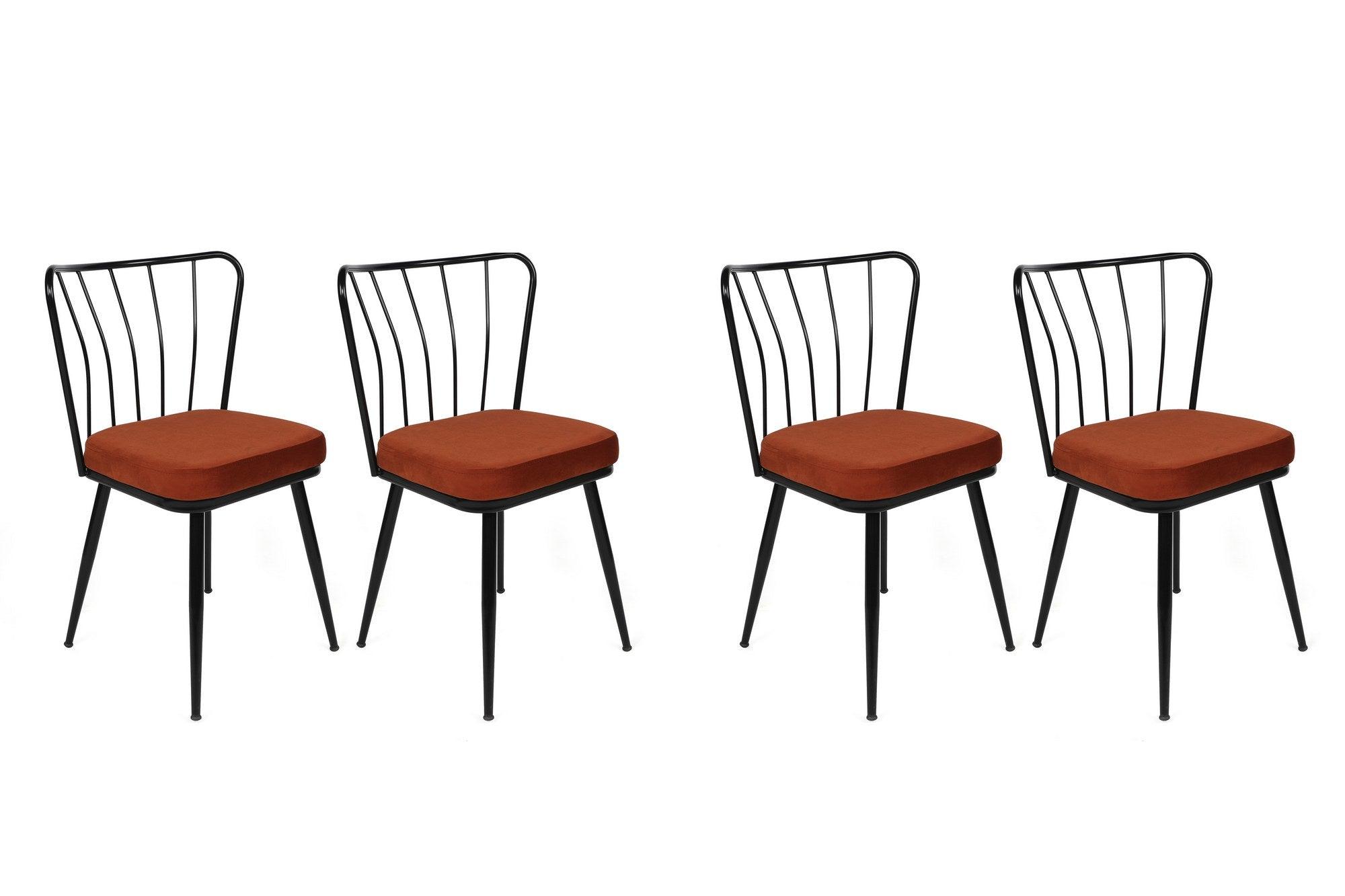 Set scaune (4 bucăți) Yıldız-1 Chair Set (4 Pieces), Albastru inchis, 42x82x43 cm