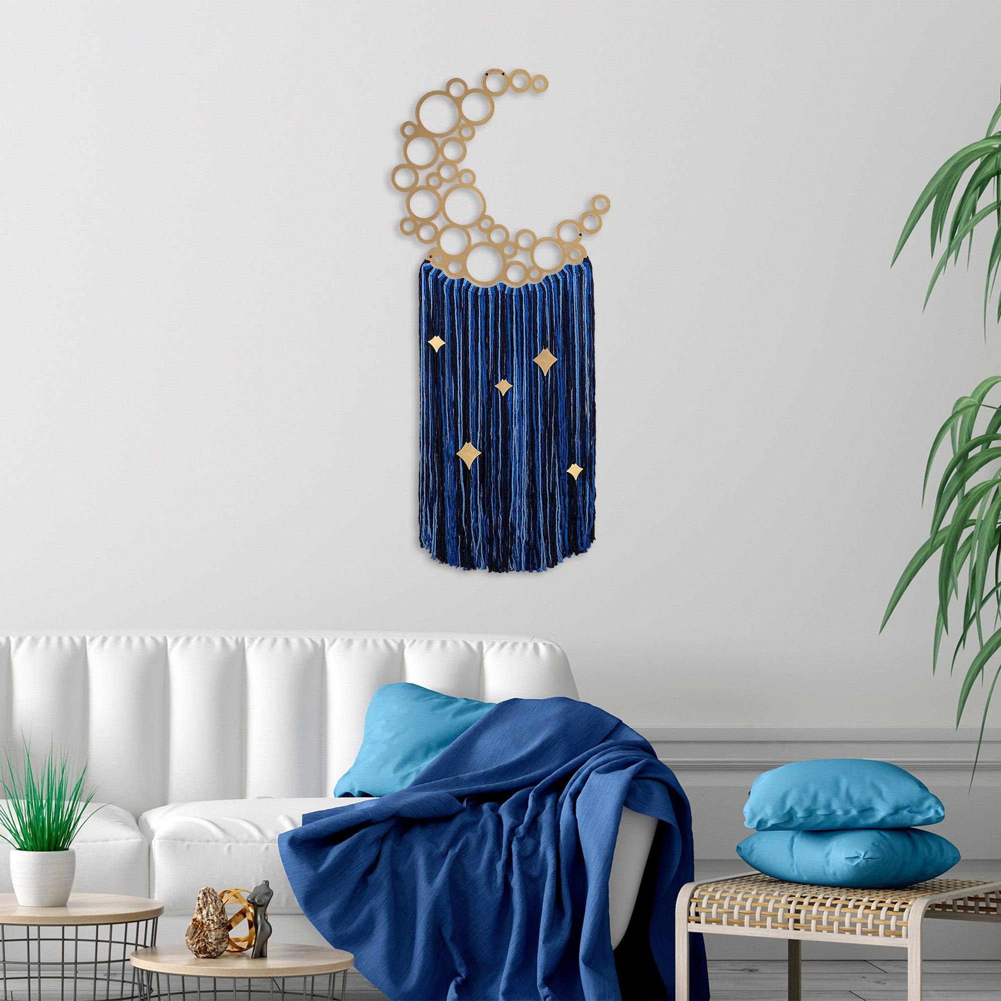 Decoratiune de perete Metal Moonlight, Albastru, 110x1x48 cm