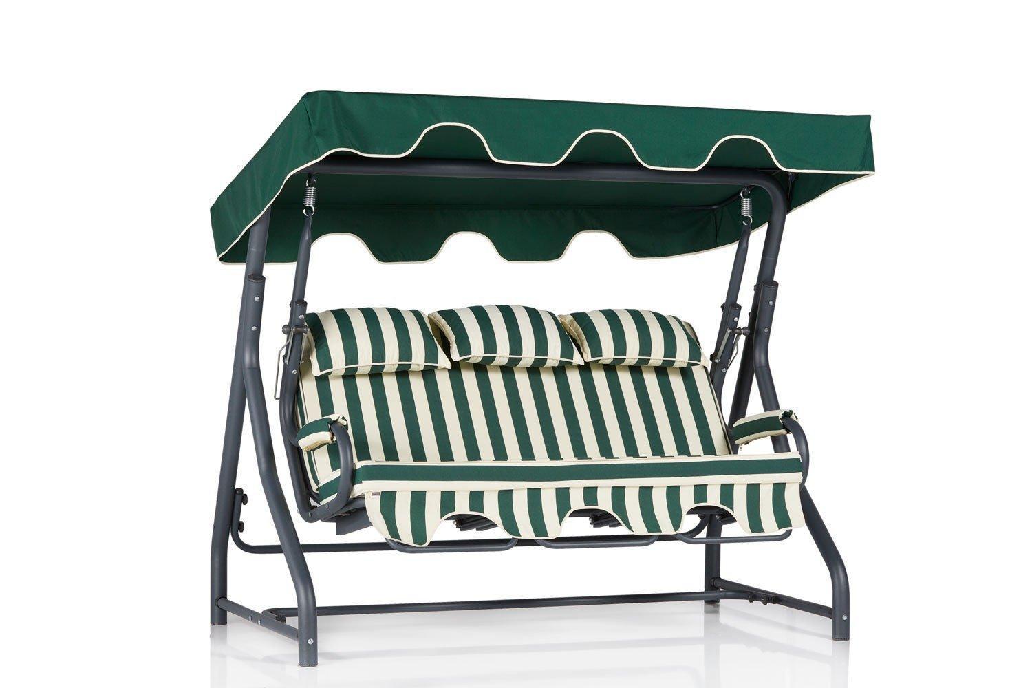 Balansoar de gradina cu 3 locuri Alico, Verde, 200 x 165 x 110 cm