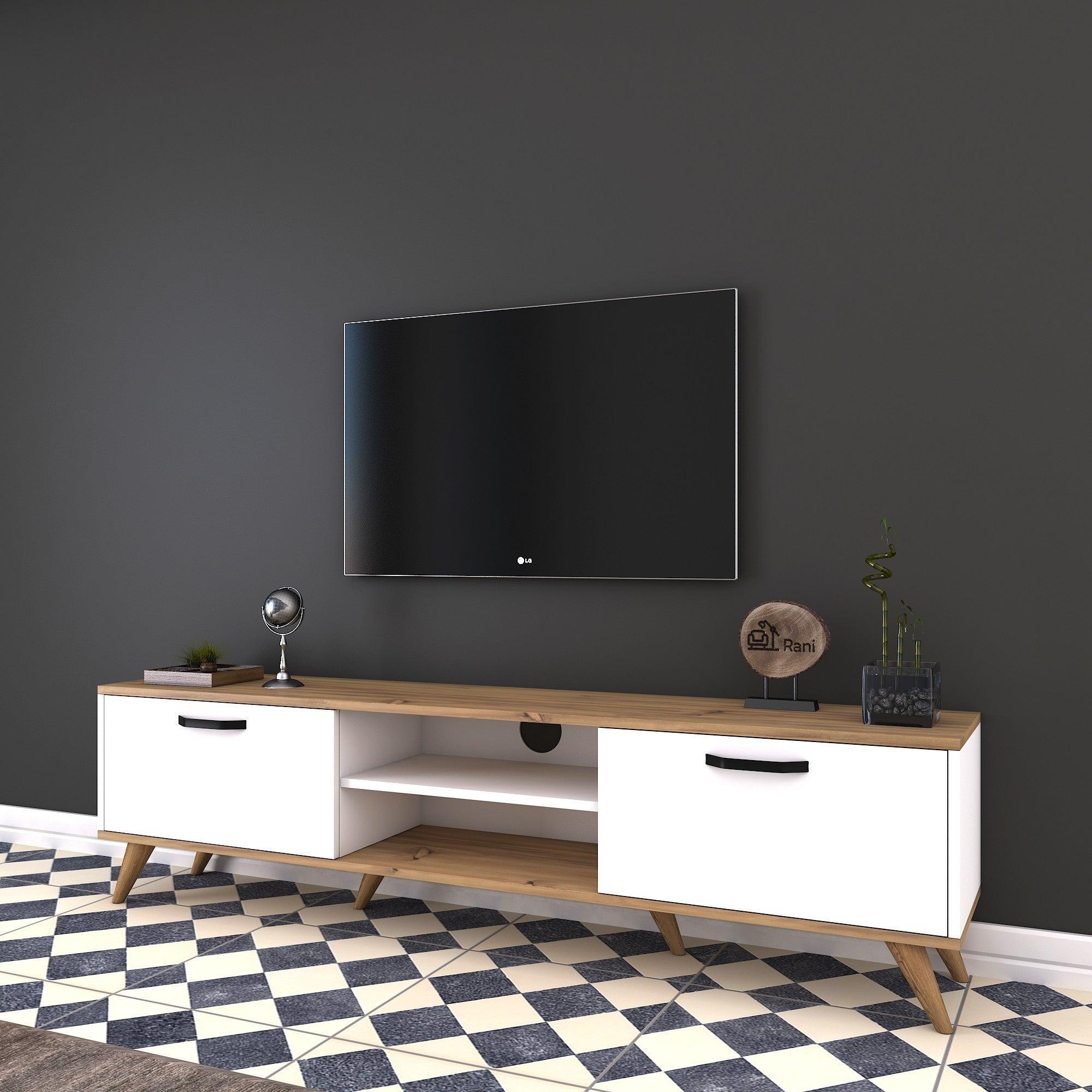 Comoda TV Defne, Alb, 180x49x35 cm