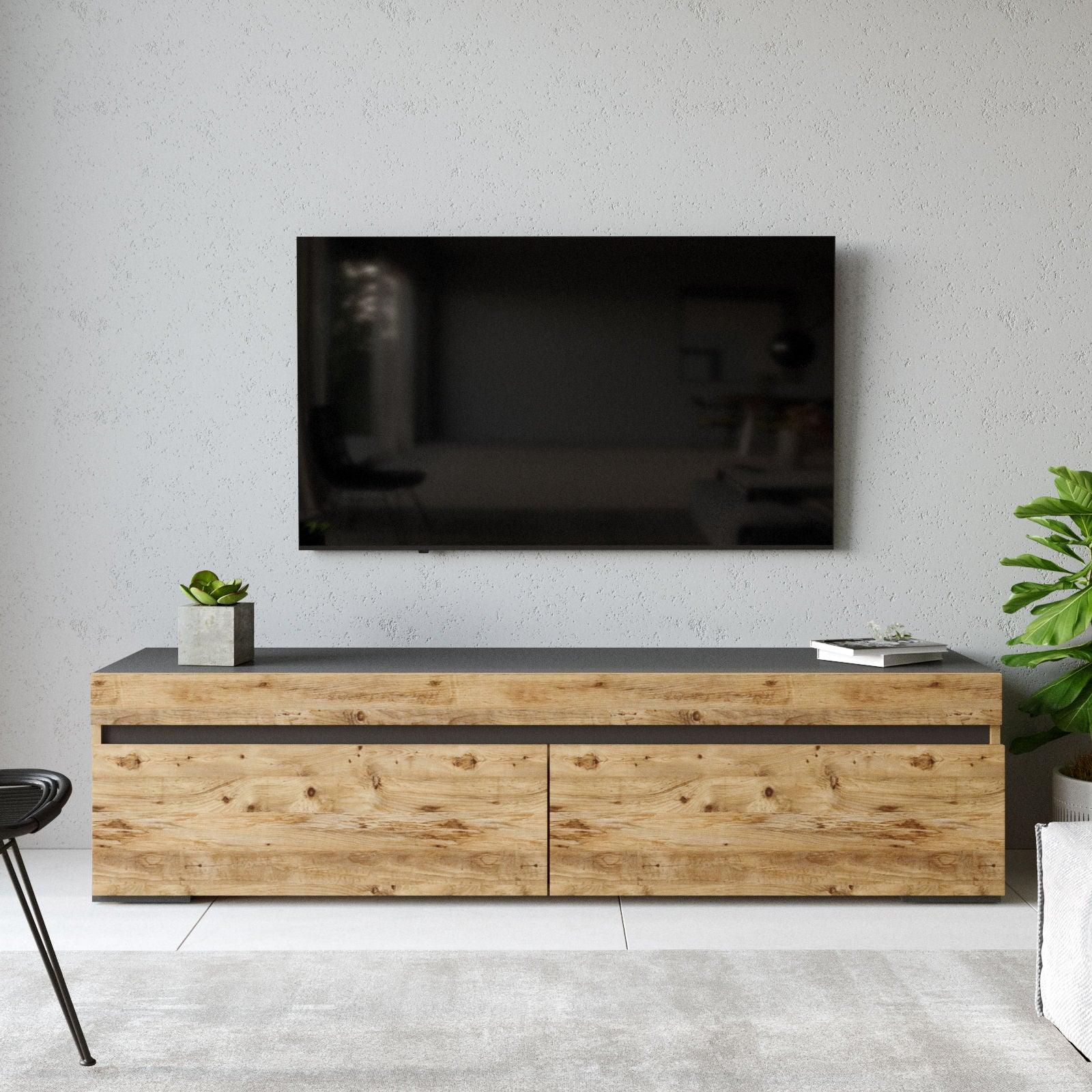 Comoda TV Roomaza, Stejar, 180x46x47 cm