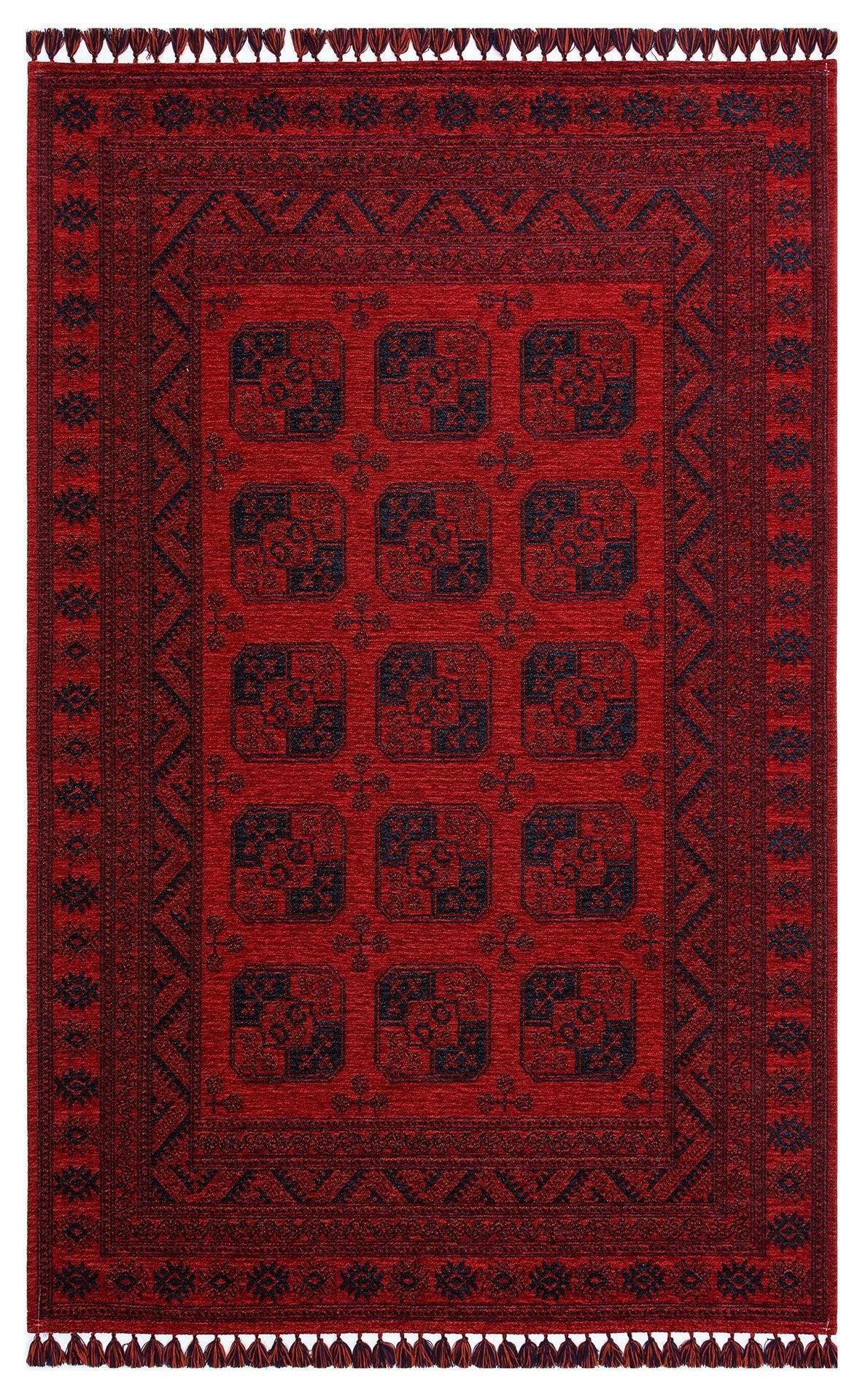 Covor de living / dormitor Maze Home BUHARI, Lavabil, Retro Oriental, Rosu, 120x180 cm