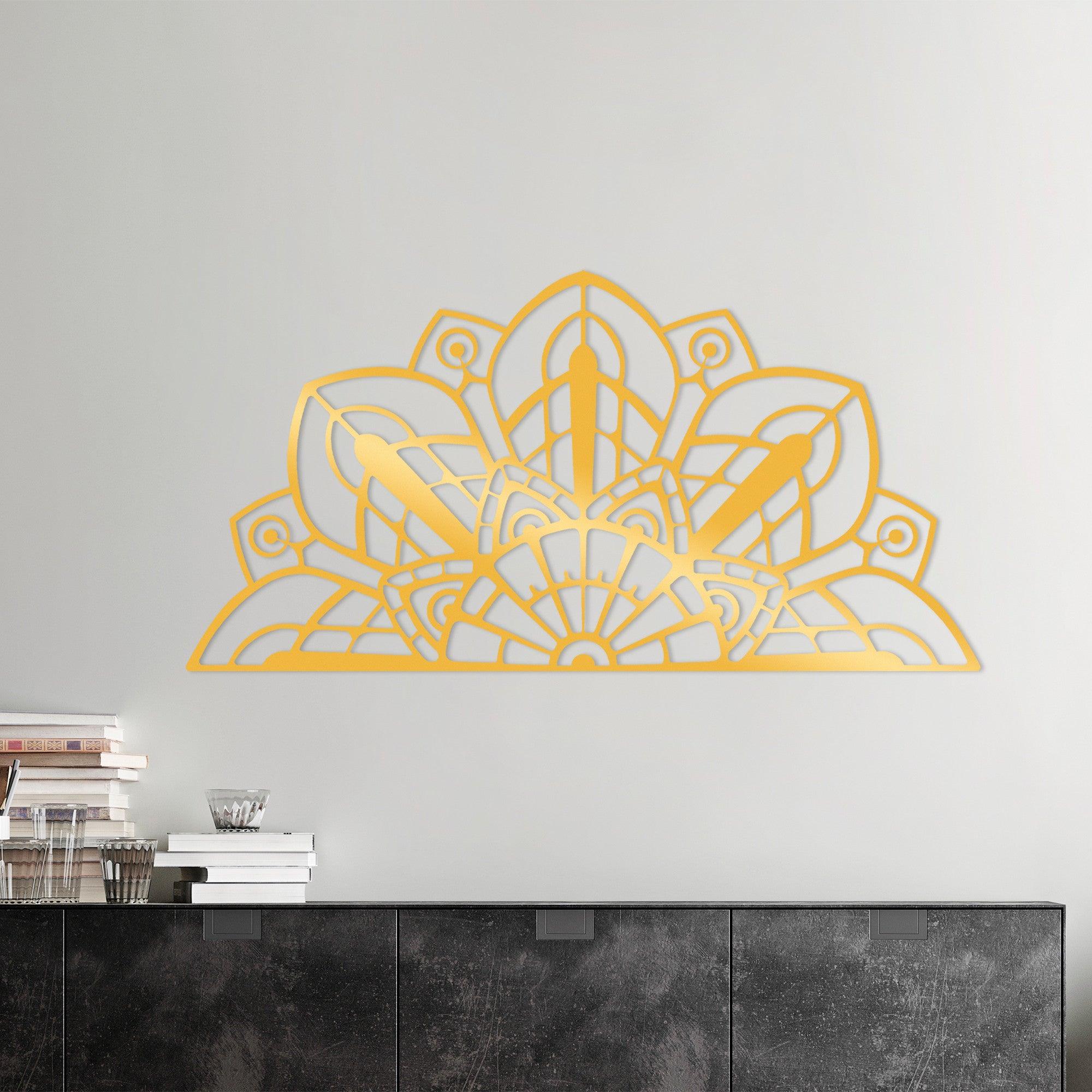 Decoratiune de perete Metal Mandala-S-6, Negru, 1.5x59x118 cm
