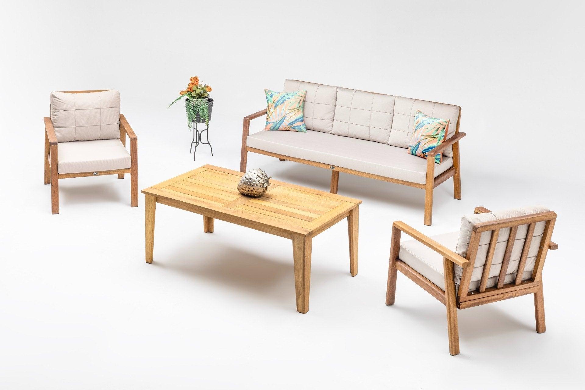 Set De Lounge De Grădină Artemis Wood, Maro, 195X75X80 Cm