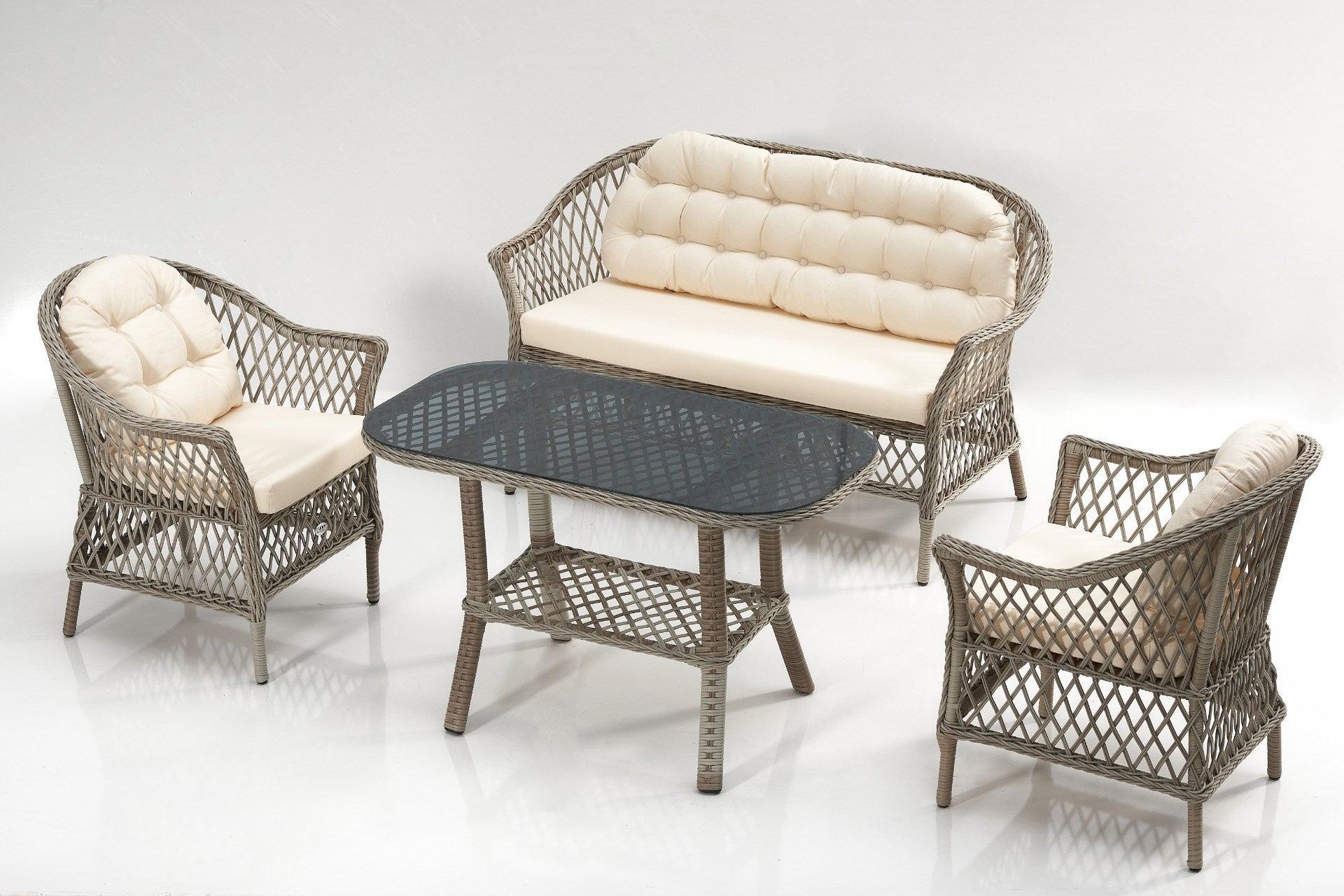 Set De Lounge De Grădină Dove, Crem, 138X70X85 Cm