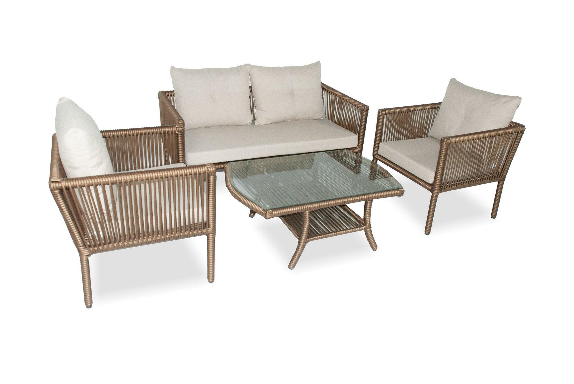 Set De Lounge De Grădină Shangai 38, Crem, 61X62X62 Cm