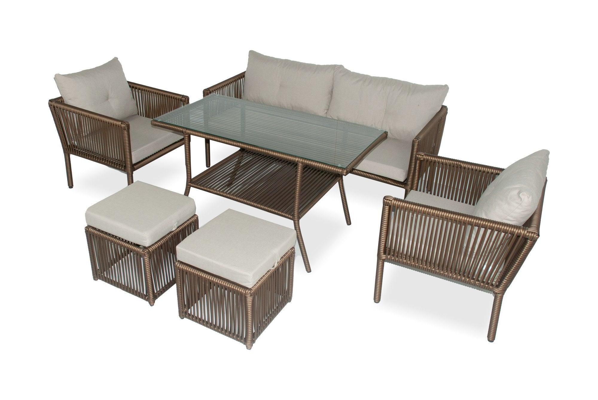 Set De Lounge De Grădină Shangai 4, Crem, 61X62X62 Cm