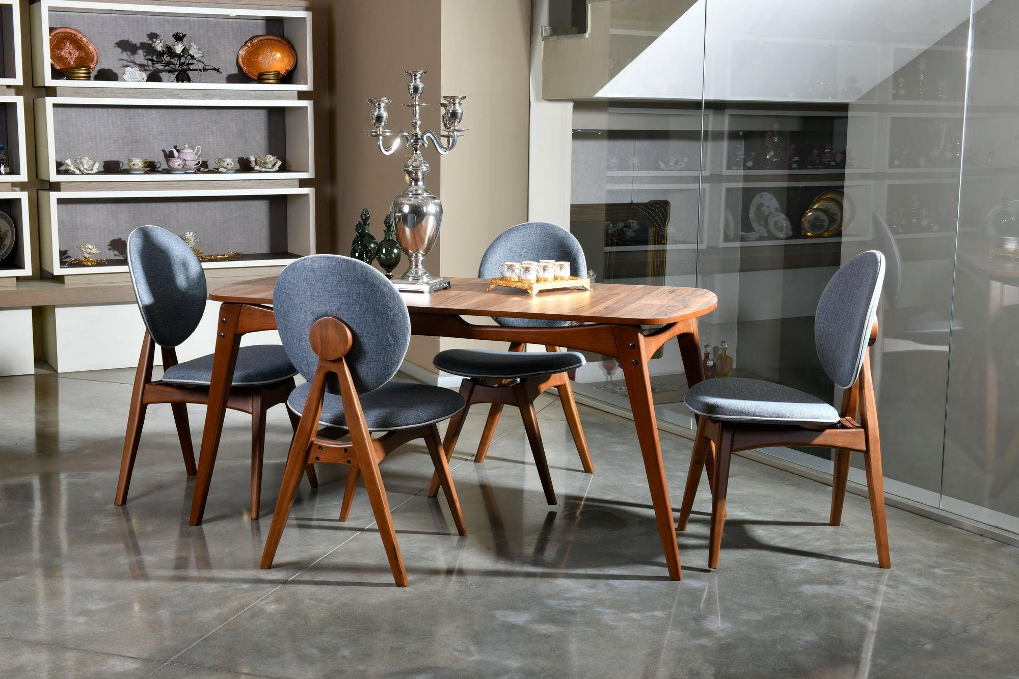Set Masa Bucatarie și scaune (5 bucăți) Touch Wooden, Nuc, 160x75x80 cm