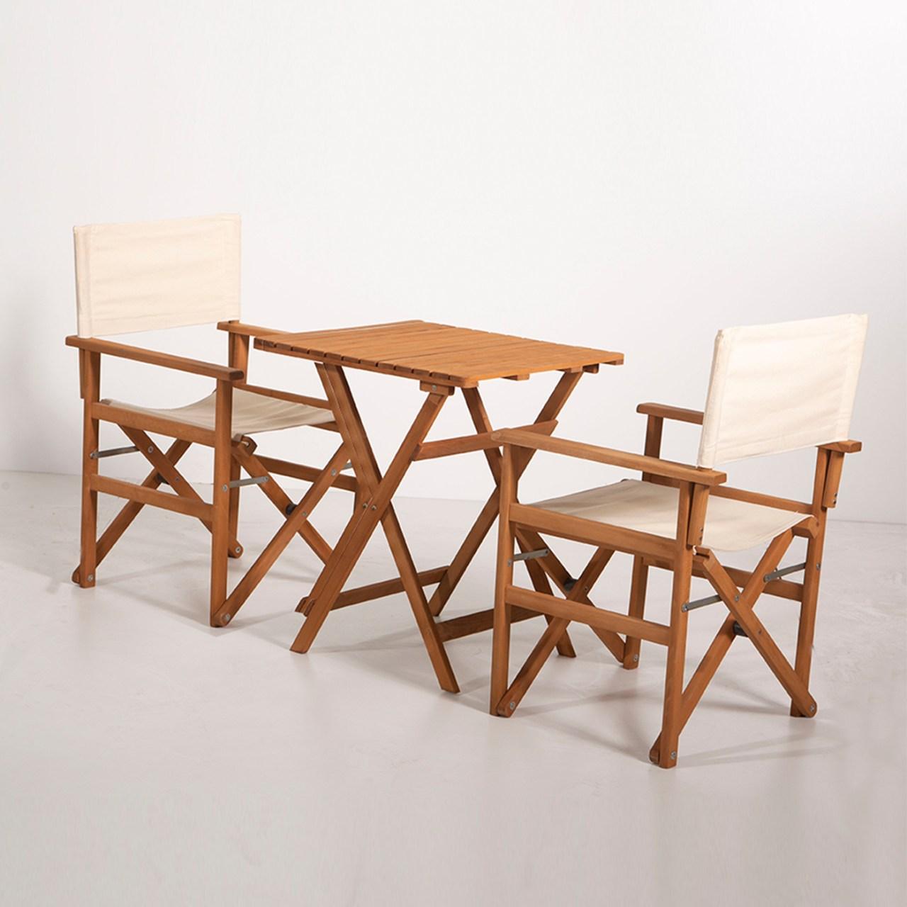 Set masă și scaune de grădină (3 bucăți) MY017, Maro, 60x72x60 cm