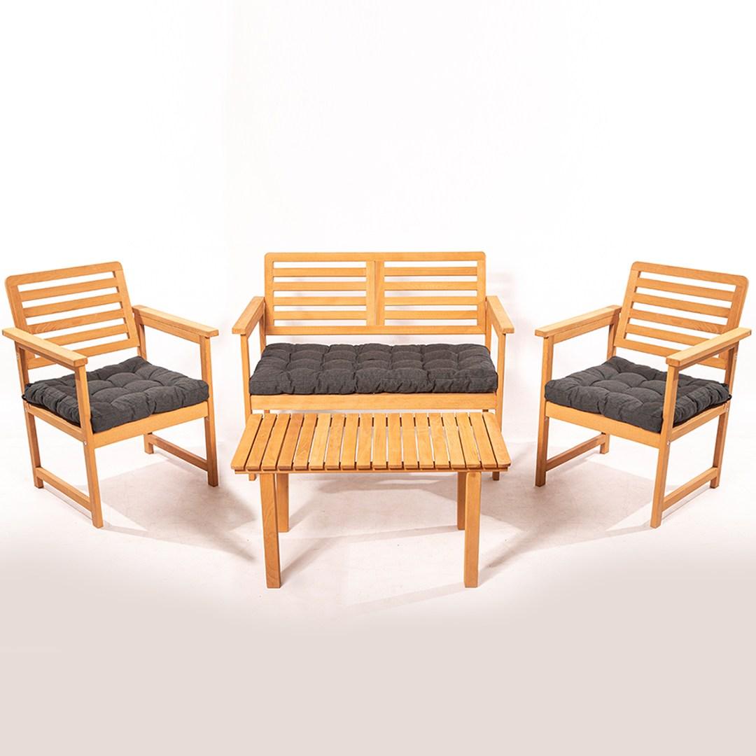 Set masă și scaune de grădină (4 bucăți) MY011, Maro, 90x43x45 cm