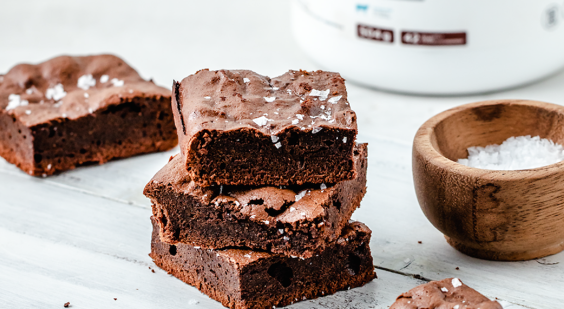 Fudgy Collagen Brownies made with Organika's Chocolate Enhanced Collagen