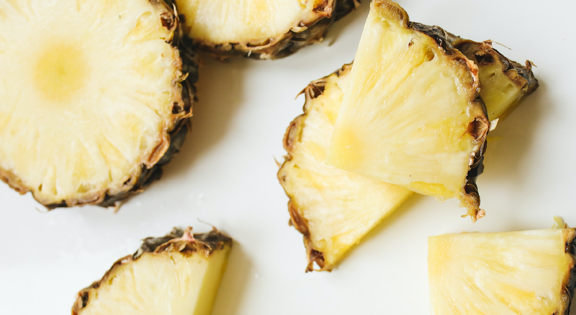 Slices of pineapple on a table