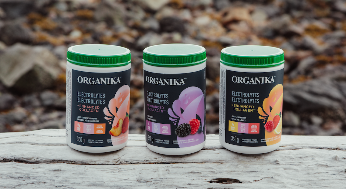 3 bottles of Organika's Electrolytes + Enhanced Collagen