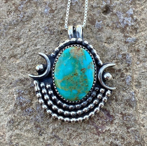 turquoise moon charm pendant