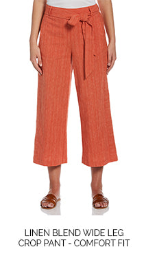 comfort fitpull on belted wide leg crop pant