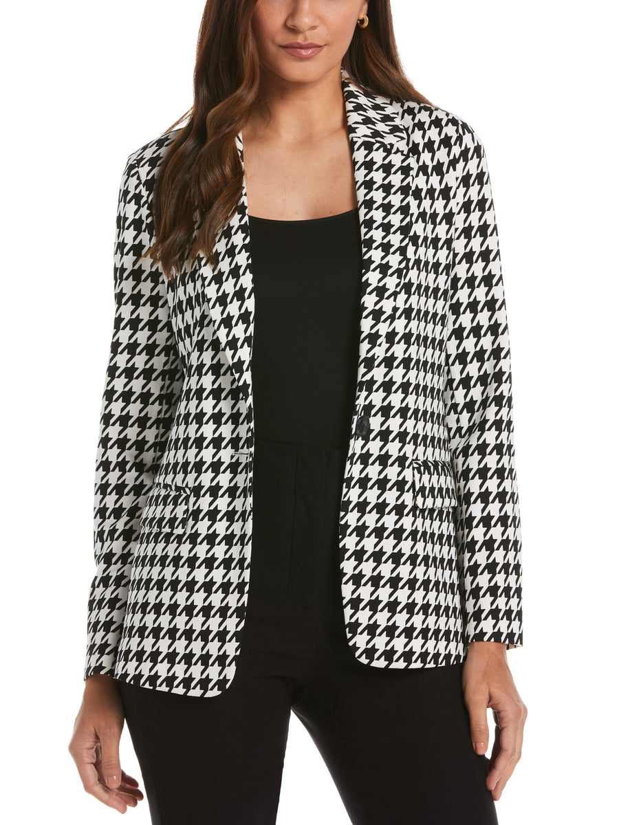 Women's Houndstooth Knit Blazer | Rafaella