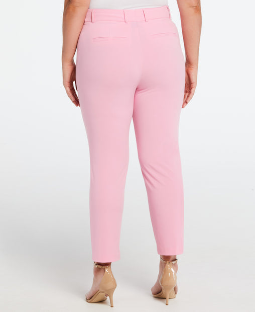 ASOS DESIGN Petite jersey slim leg suit pants with slit ankle in pink | ASOS