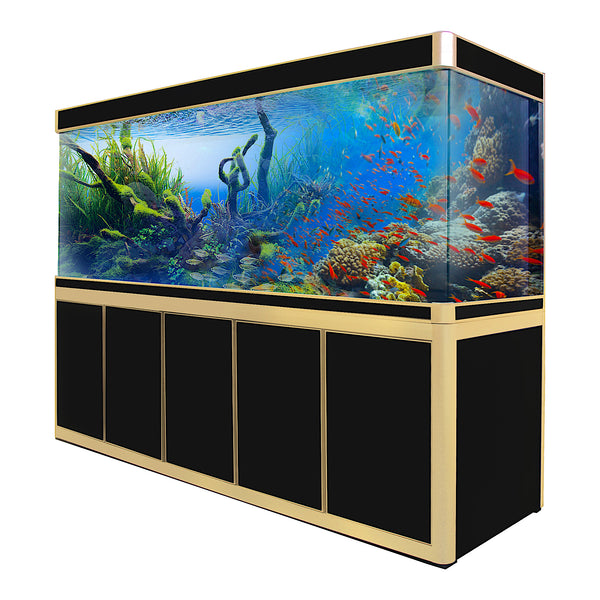 pk Ondenkbaar logica Aqua Dream 400 Gallon Tempered Glass Aquarium Black and Gold