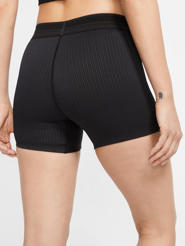 Nike Women's Tight Mid-Rise Ribbed-Panel Running Shorts with Pockets.