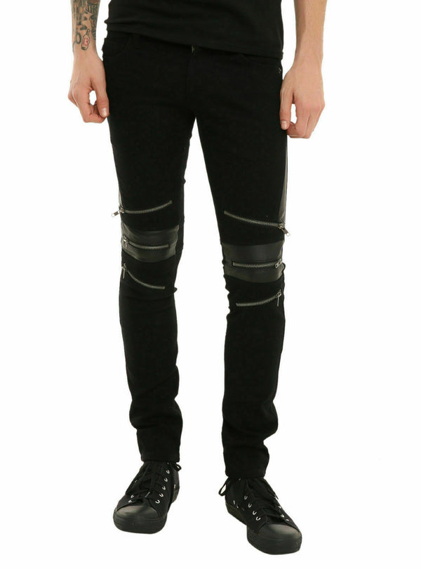 SKINNY JEANS BLACK GOTHIC SUPREME CHAOS VINYL PUNK REBEL PANTS