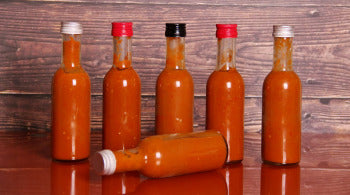 Hot Sauce bottles that have been filled