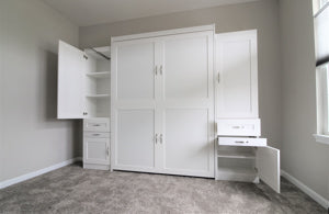 Vertical side cabinets for vertical murphy beds