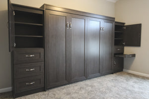 Horizontal side cabinets for horizontal murphy beds