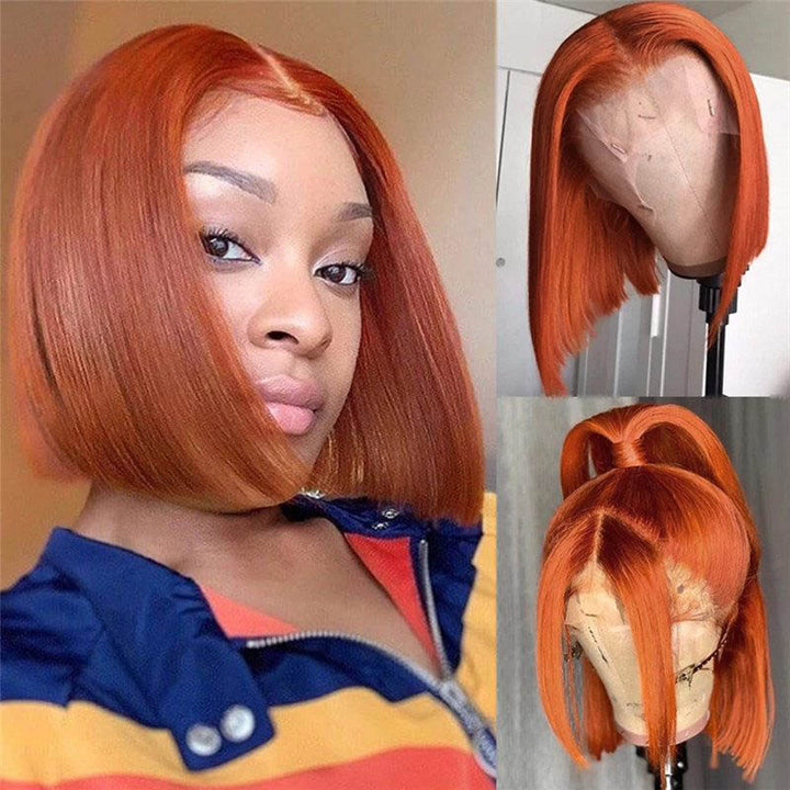 Beeos Blue Red &amp; Ginger Color Straight Lace Frontal Bob BL109