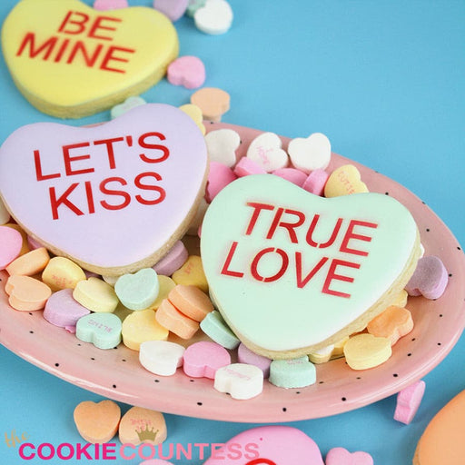 32 PCS Valentine Cookie Stencils for Royal Icing Conversation Heart  Stencils Love Sign Sayings Holiday Stencils Happy Valentine Day Stencils  for