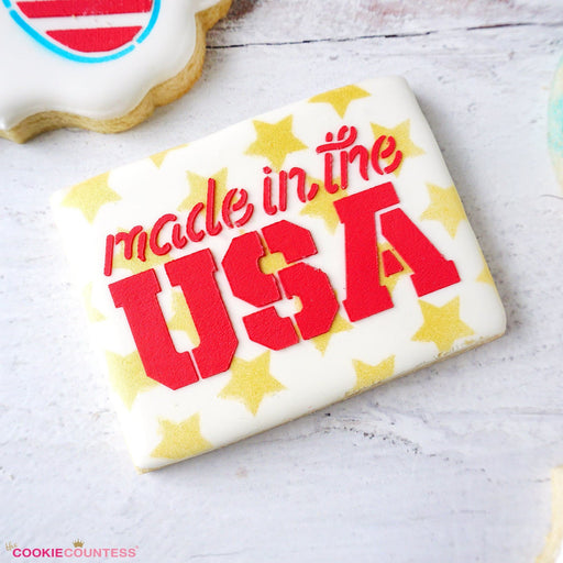 American flag background cookie stencil FT00275