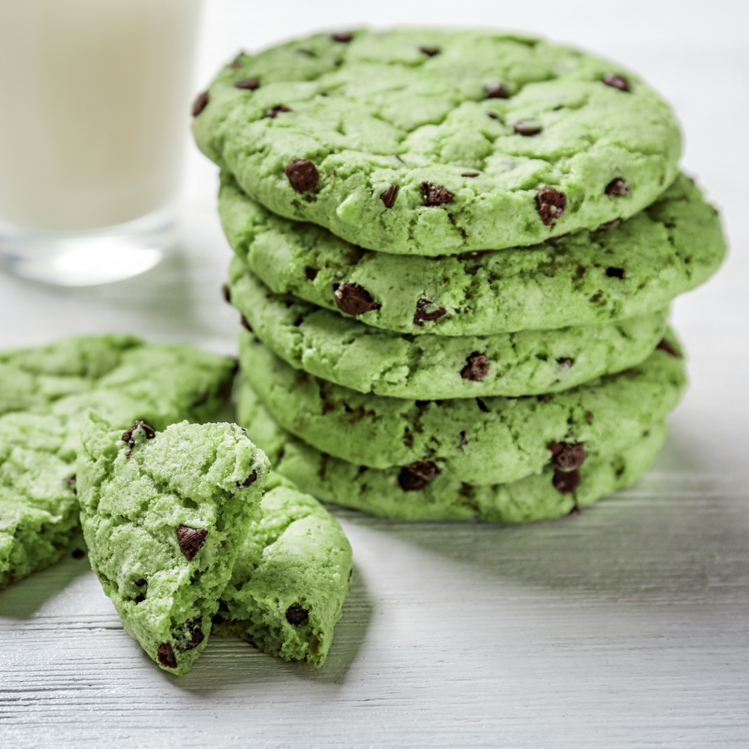 mint chocolate chip sugar cookie with bite