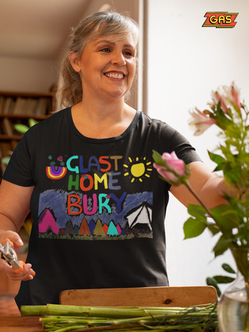 Two designs produced on the kitchen table at one of thousands of mini festivals for the 50th Glastonbury Festival. Everything had to be done within the home because of the lockdown requirements to combat  C19.