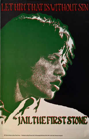 One of his most known works is probably his work “Jail the First Stone”. This psychedelic rock poster also goes by the full name “Let Him That is Without Sin Jail the First Stone”. You may recognize the face on this poster as the leader singer of the very famous rock band The Rolling Stones. Originally created in the year 1967 at the beginning of this band’s popularity, this lithograph was printed in black, red, and green and was an incredibly iconic piece for its time. It was created in Holland  by Vroom