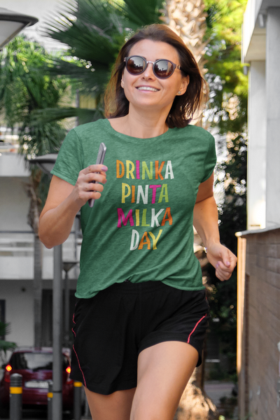 DrinkA PintA MilkA Day lifestyle on Uni Green t Shirt