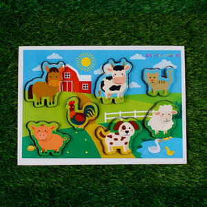 Buy Farm Animals 3 in 1 Chunky Puzzles Wooden Game - GiftWaley.com