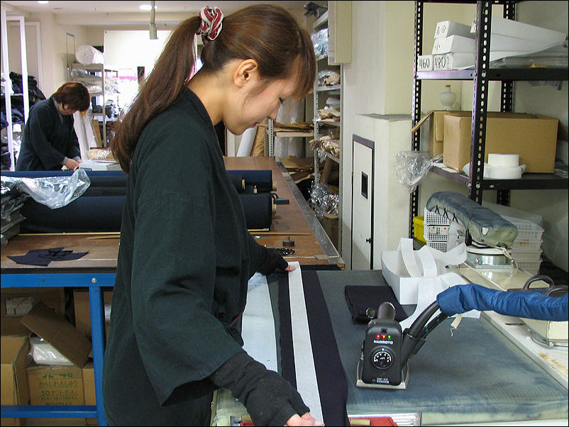 Tozando Kimono craftsman tailoring the world-famous Aikido Hakama, AH-500.