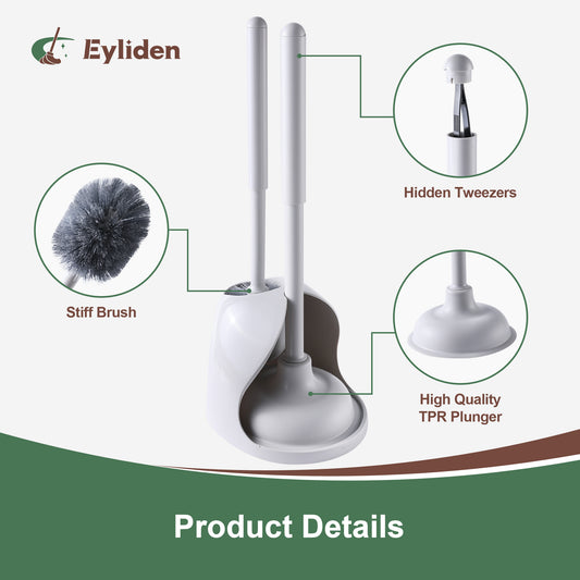 Eyliden Toilet Brush and Holder, Silicone Bristles Toilet Bowl Brushes