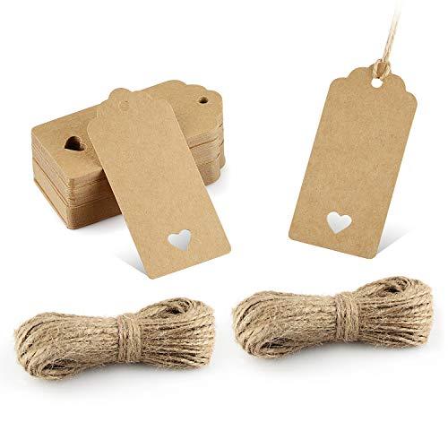 Kraft Paper Gift Tag with 100 Feet Jute Twine, Round Shaped 5.5 cm