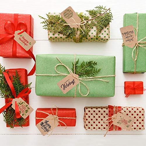 White Gift Tags, G2PLUS 100 Pcs Kraft Paper Gift Tag with 100 Feet Jute Twine String, Rectangle Christmas Gift Tags 3.5’’ x 1.7’&rsq