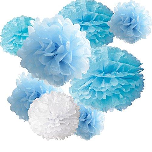 Paper Flower Tissue Pom Poms Party Supplies (Navy Blue,Turqoise Blue,W –   Online Shop