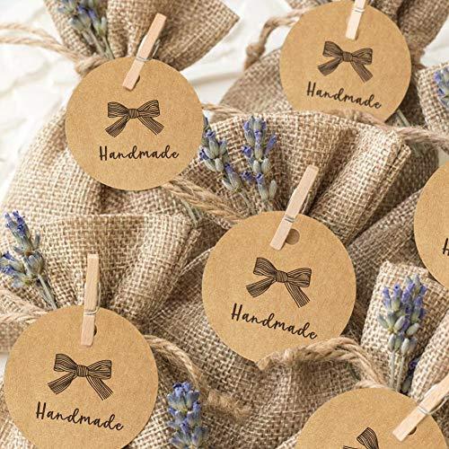jijAcraft 100 Pcs Kraft Paper Tags with String, 2.2x2.2 inch Brown Paper Gift Tags, Blank Gift Bags Tags Price Tags for Arts and Crafts, Wedding
