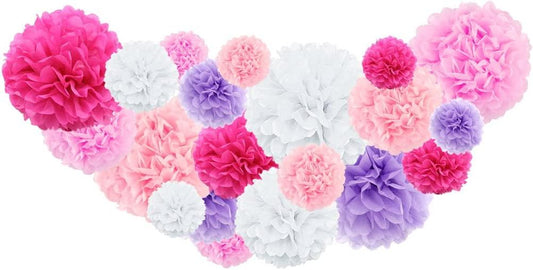 9pcs Paper Pom Poms Flowers Mermaid Party Under The Sea Decor