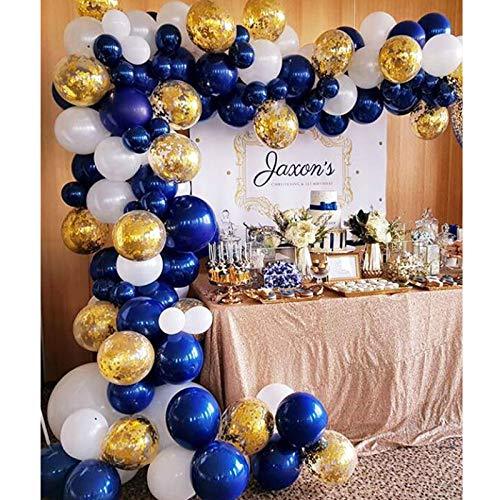 123 Navy Blue Balloon Garland kit,Silver Metallic Confetti And