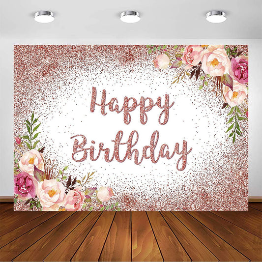 Rose Gold Birthday Backdrop for Girls Women Happy Birthday Party Photography Background - If you say i do